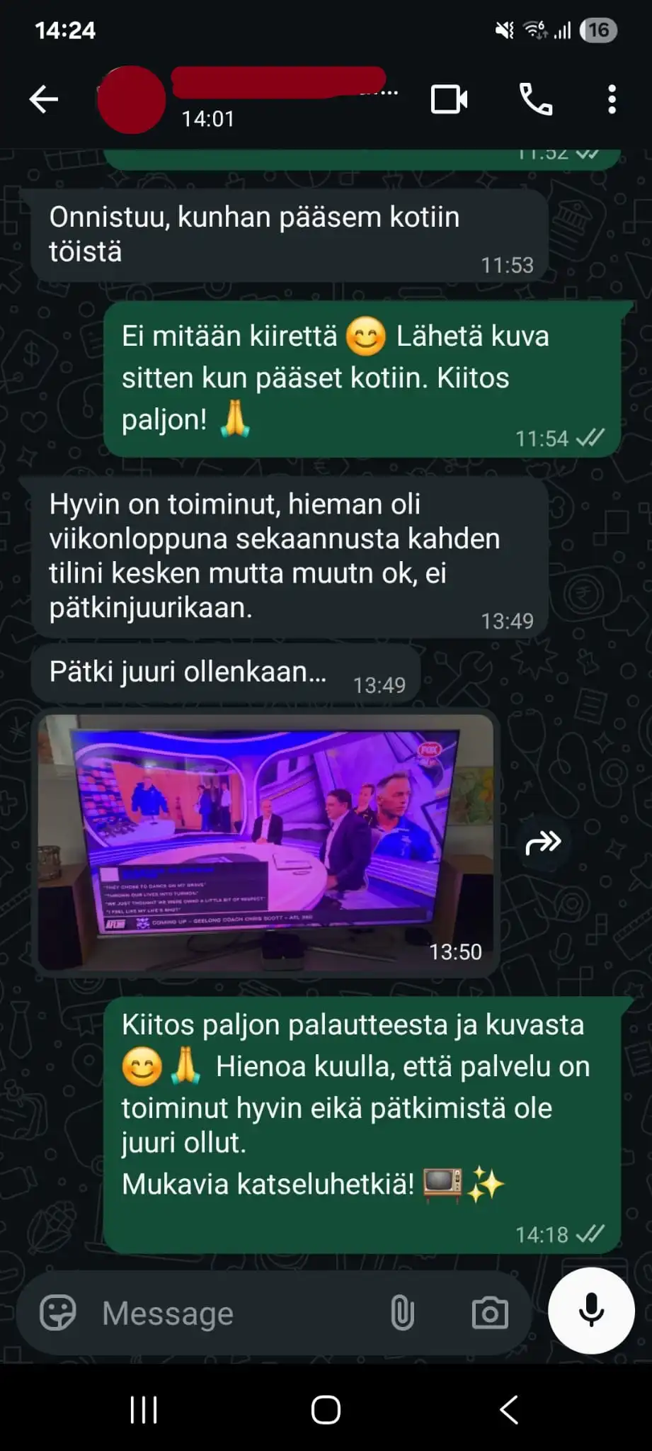Asiakaspalaute, kuvakaappaus 8